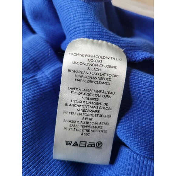 Maeve Anthropologie Poplin Ruffle Blouse Tube Top Ribbed Blue XXS - EUC‎ - Picture 10 of 11